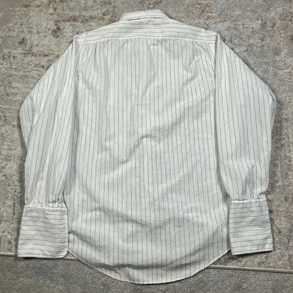 Saks Fifth Avenue Mens White Striped Cotton Broadcloth Dress Shirt 16-33 Vintage - Picture 6 of 13